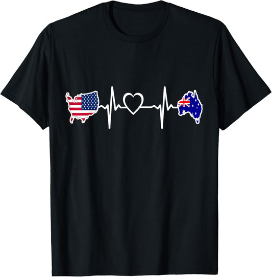 Australia American Usa Flag Usa Australian Heartbeat