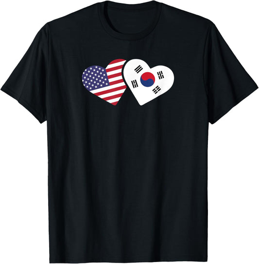 South Korea Usa Flag Shirt Heart Korean American Love Gift