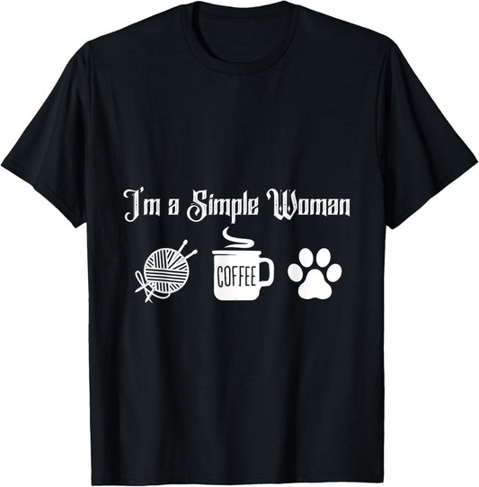 I'm A Simple Woman Coffee Bean Dog Cat Knitting Knitter Yarn