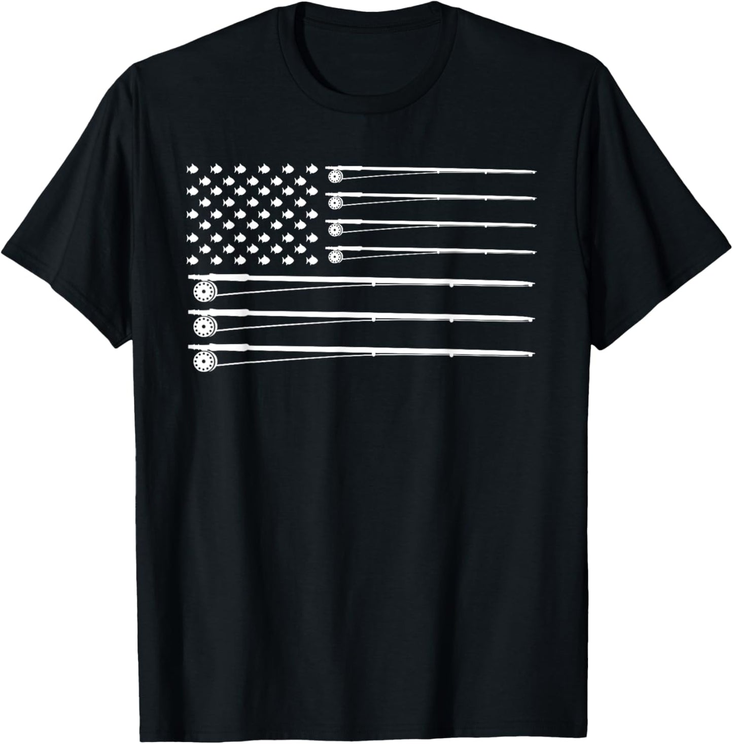 Fly Rod Fishing American Flag T Shirt