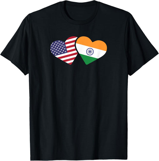 India Usa Flag T Shirt Heart Indian American Love