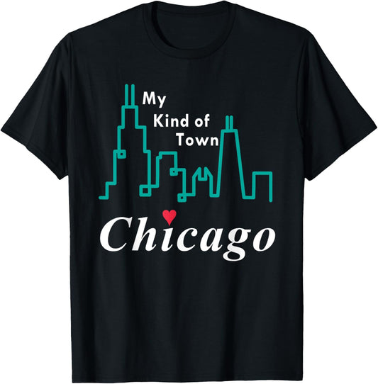 Love Chicago My Kind Of Town T Shirt Usa City Skyline Tee