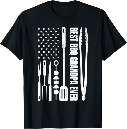 Mens Best Bbq Grandpa Ever Barbecue Grandpa Smoker And Usa Flag