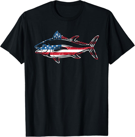 Tuna Fishing American Flag Giant Bluefin Fish Fisherman