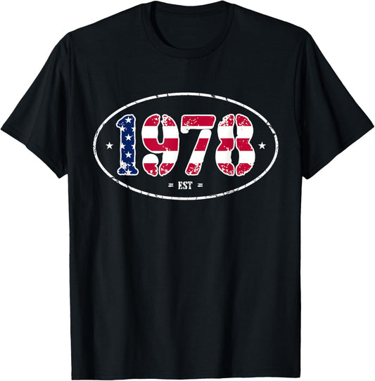 1978 Vintage Est American Flag Usa Born In 1978