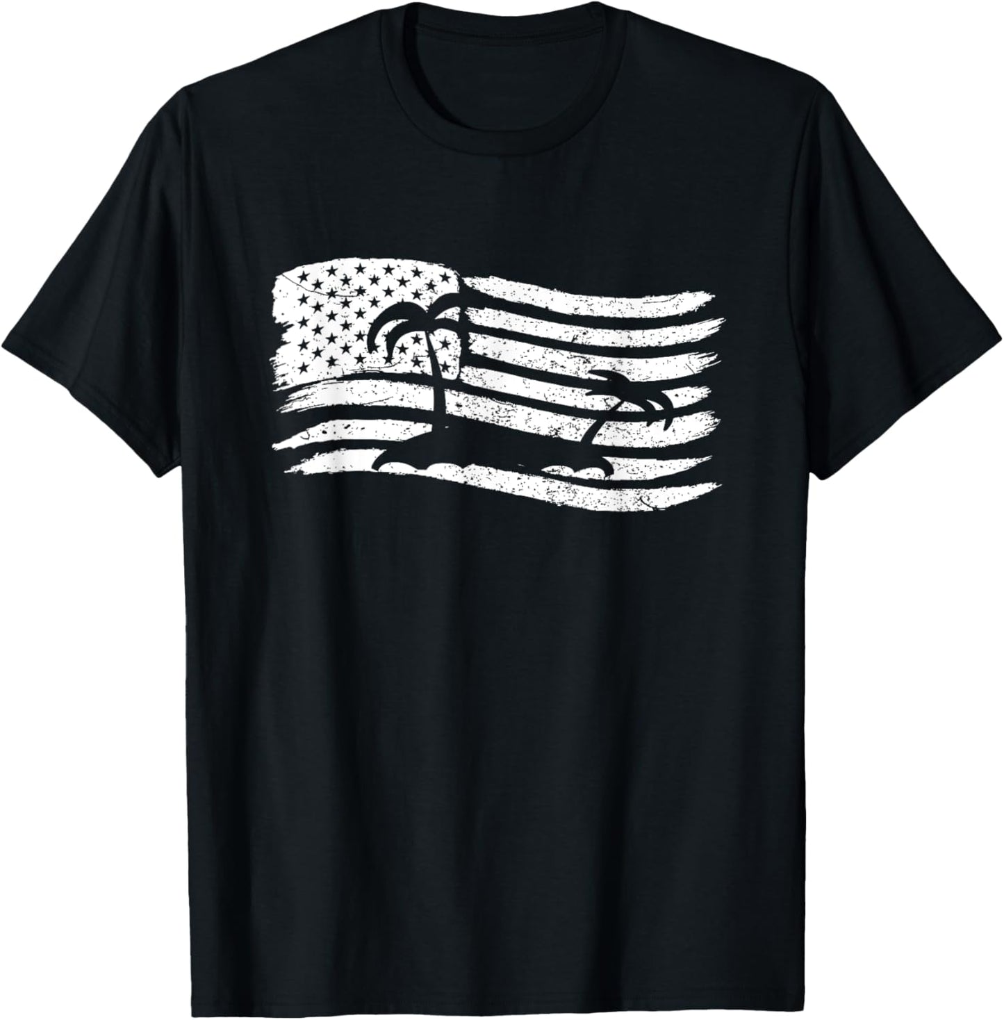 American Flag T Shirt With Palm Tree Vintage Look