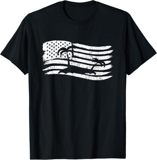 American Flag T Shirt With Palm Tree Vintage Look
