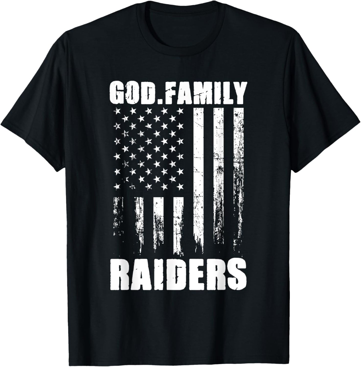God Family Raiders Vintage Usa Flag