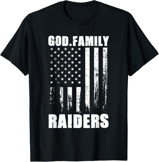 God Family Raiders Vintage Usa Flag