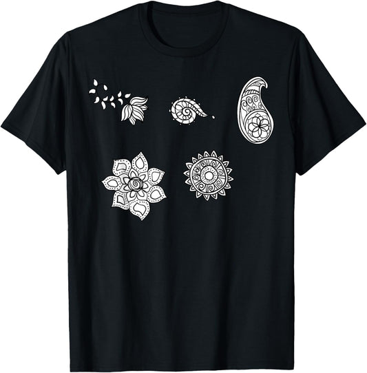 Floral Designs On Black Elegant Nature Art Designs