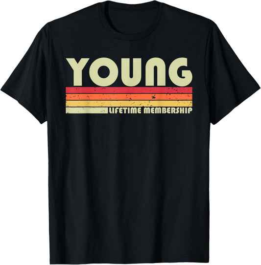 YOUNG Surname Funny Retro Vintage 80s 90s Birthday Reunion