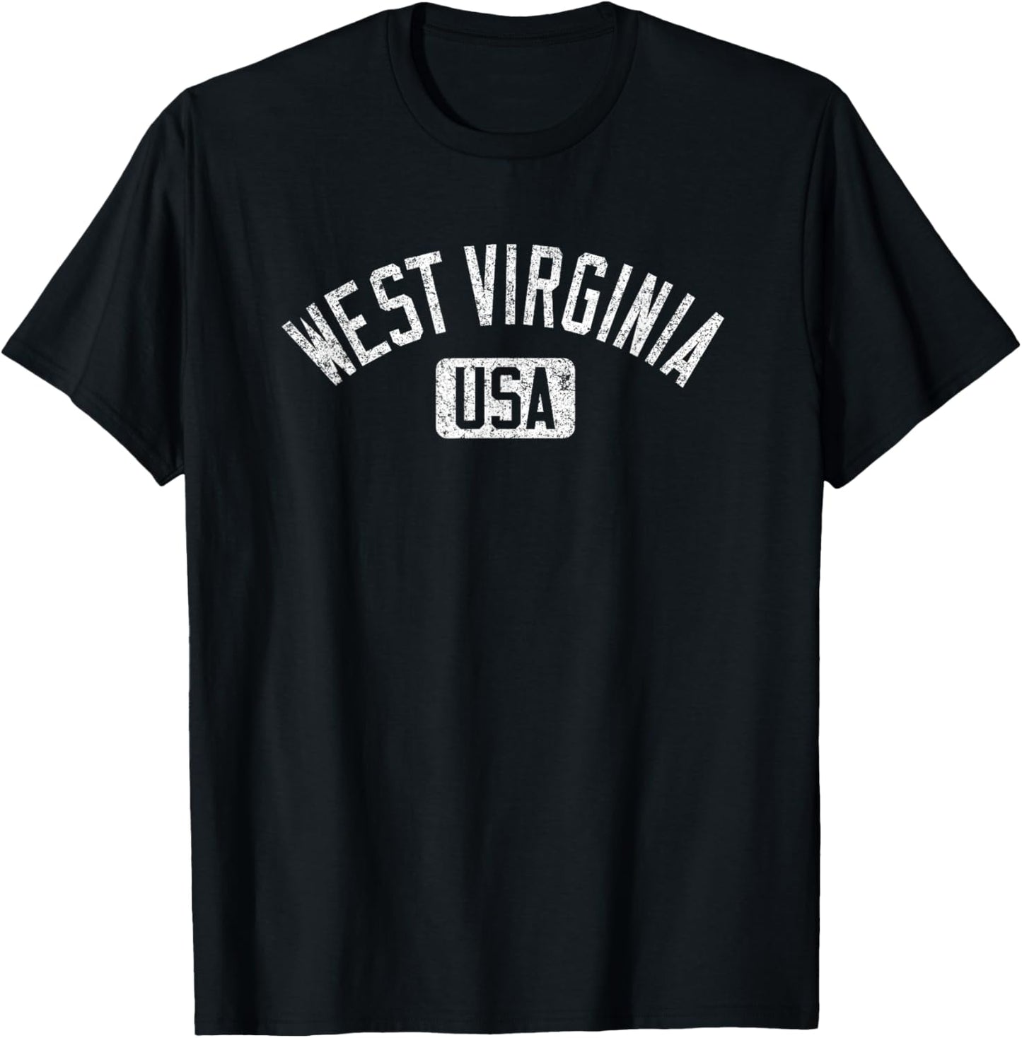 West Virginia Usa Arched Text Distressed White Print