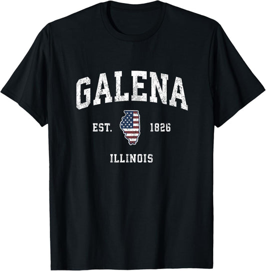 Galena Illinois Il Vintage American Flag Sports Design