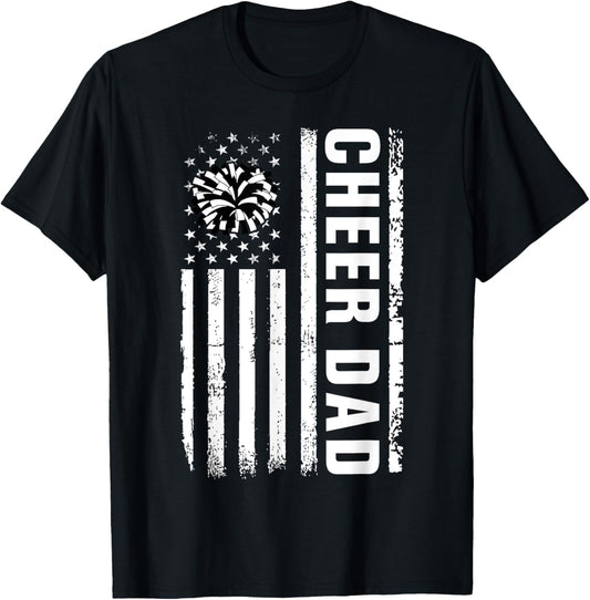 Mens Cheer Dad American Flag Fathers Day Cheerleader