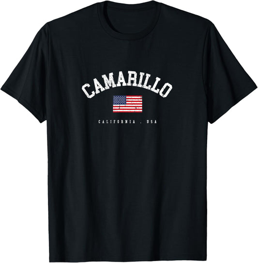 Camarillo Ca Retro American Flag Usa City Name