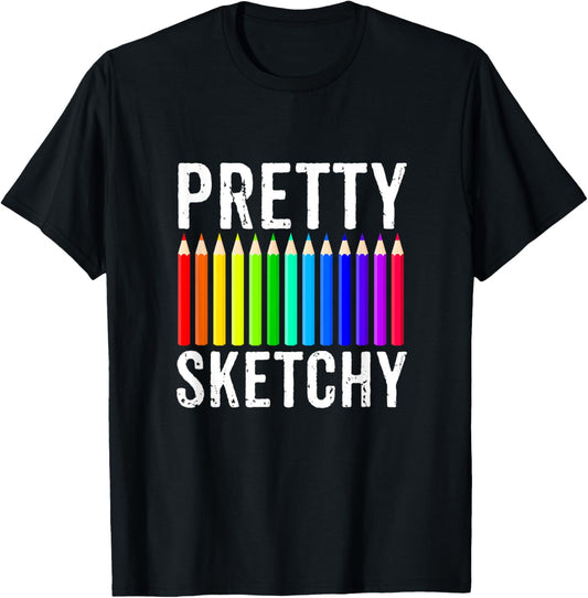 Colored Pencils I Love Art Crafty Apparel Co. Unisex Adults, Unisex Kids Art themed T Shirt Black Short Sleeve Classic Fit Crew Neck T Shirt Small