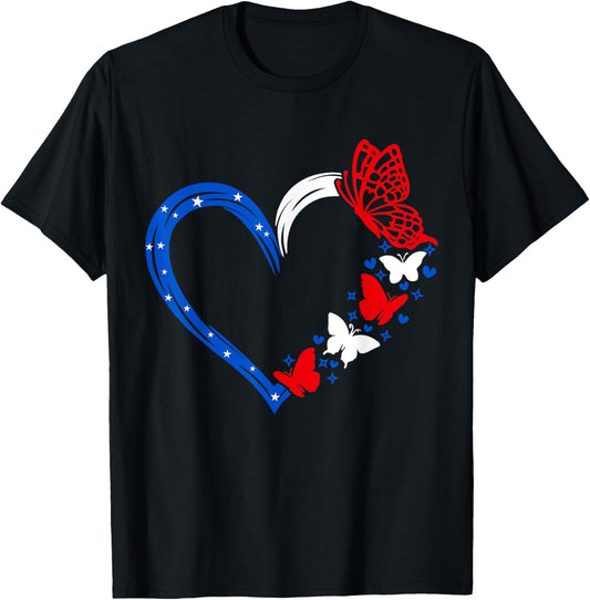 Butterfly Red White Blue Patriotic Usa Flag 4Th Of July