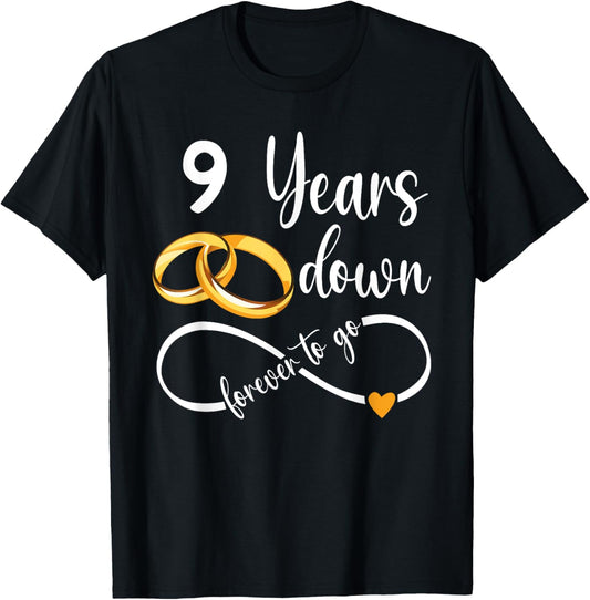 9 Years Down Forever To Go Couple 9th Wedding Anniversary