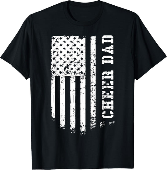Cheer Dad Cheerleading American Flag Fathers Day Cheerleader