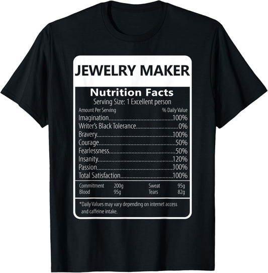 Jewelry Maker Nutrition Facts Sarcastic Graphic