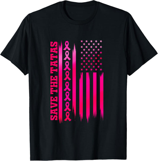 Save The Tatas American Flag Fighting Breast Cancer