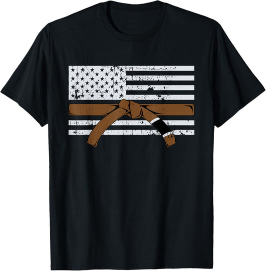 American Flag Jiujitsu Brown Belt Gift Martial Arts Lover