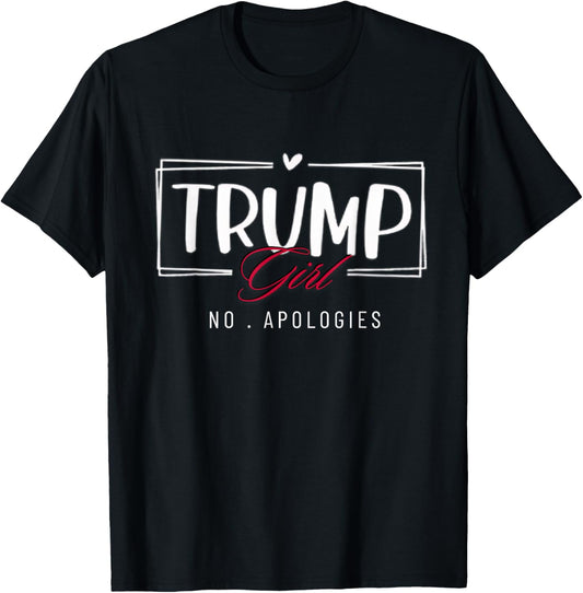 Trump Girl No Apologies Usa Flag Election 2024 Womens Girls