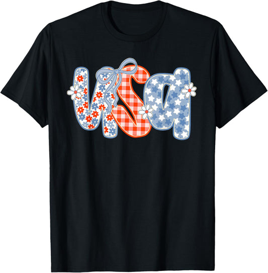America Usa Patriotic 4Th Of July Men Women Kid Coquette Bow