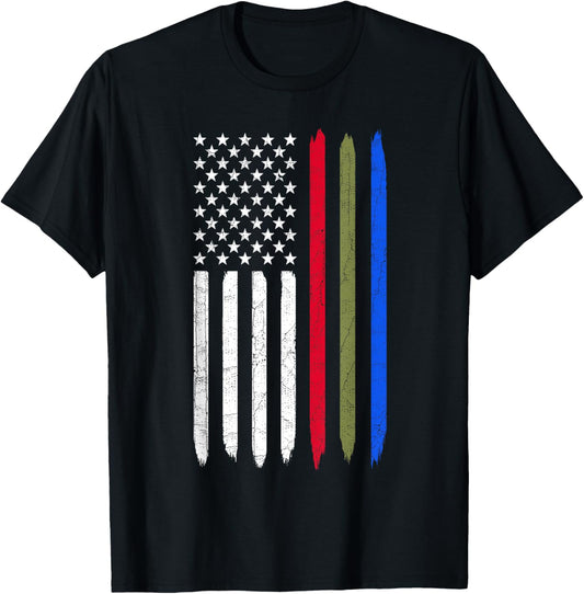 Thin Blue Red Green Line American Flag Police Military Fire