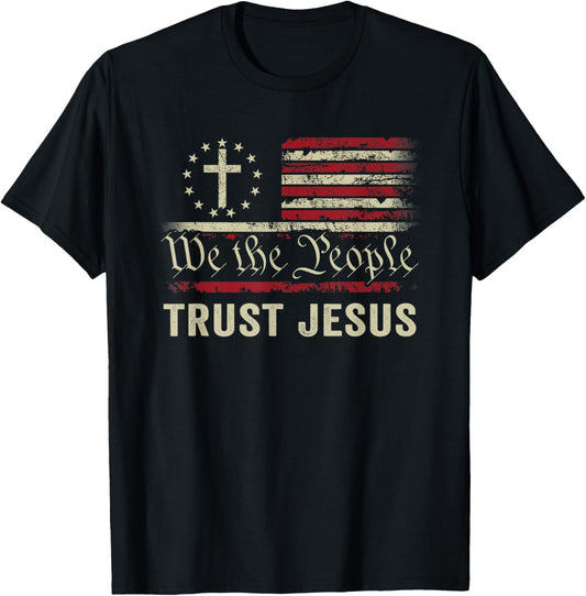 We The People Trust Jesus Usa Flag Christian Patriotic