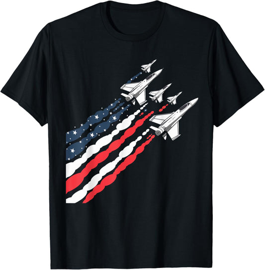 Patriotic Fighter Jet Airplane American Flag Vintage