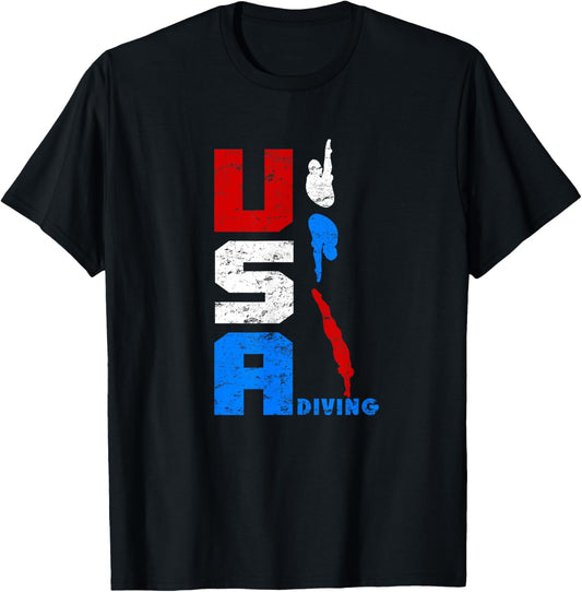 Vintage Usa Diving Swimming American Red White And Blue