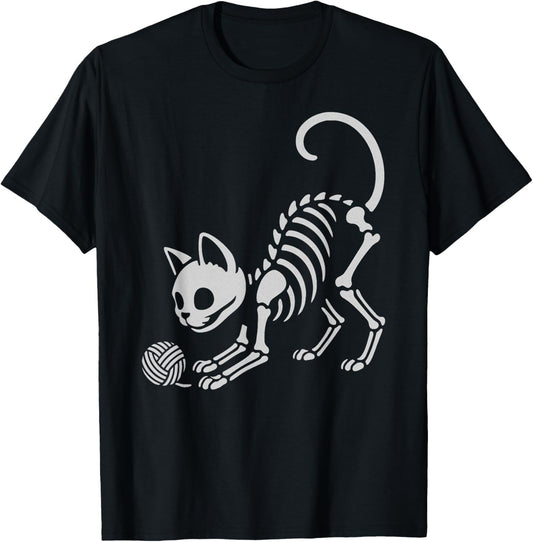 Cute Cat Yarn Skeleton Halloween Mom Dad Kids