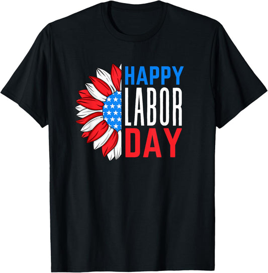 Happy Labor Day Sunflower American Flag Men Woman