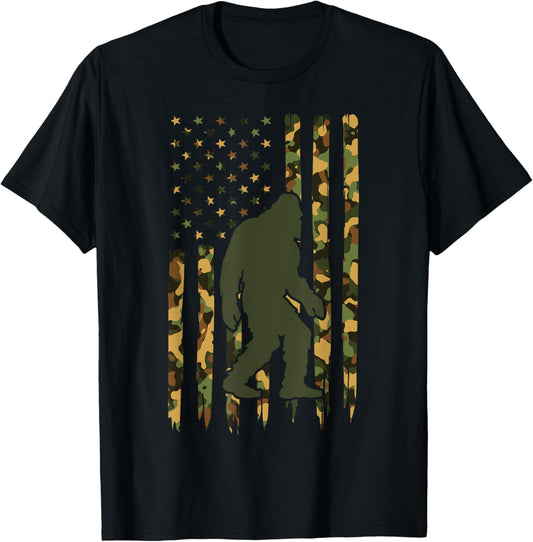 Camo Big Foot Sasquatch Vintage Bigfoot American Flag