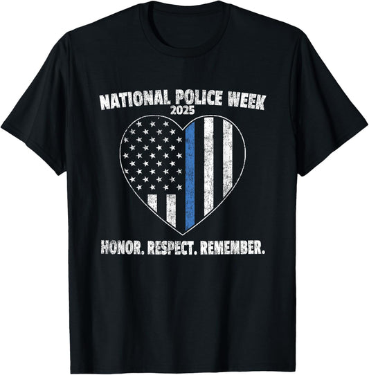 National Police Week 2025 Vintage Blue Line American Flag