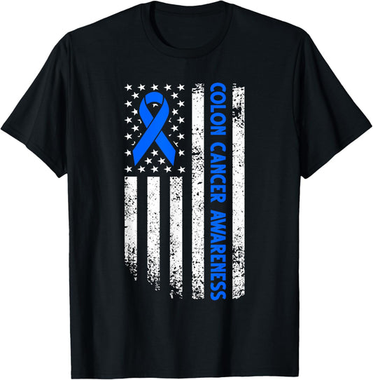 Colon Cancer Awareness Month Crc Colorectal Cancer Usa Flag