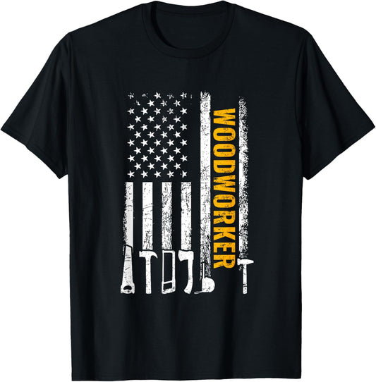 American Flag Woodworker Carpenter Funny Woodworking