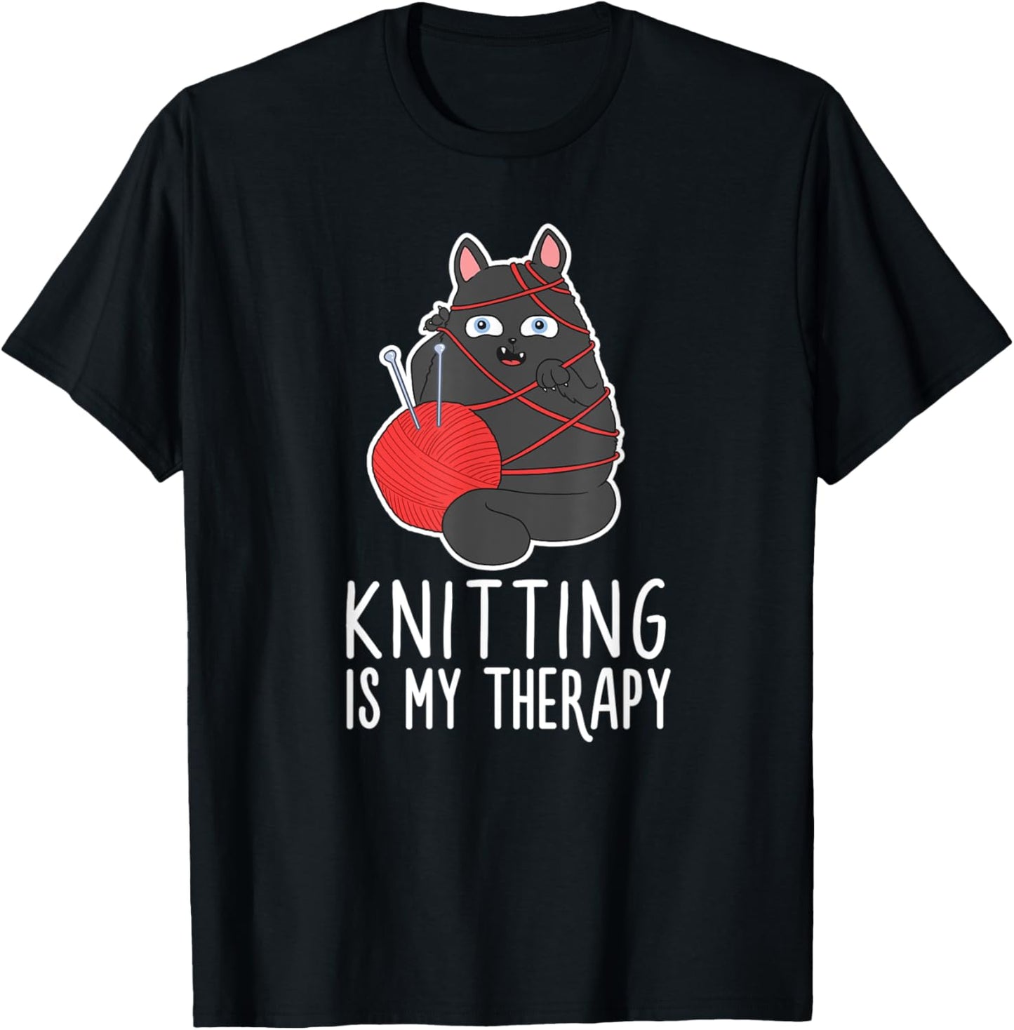 Crocheting Black Cat Lover Yarn Sewing Knitting T-Shirt for Men Women