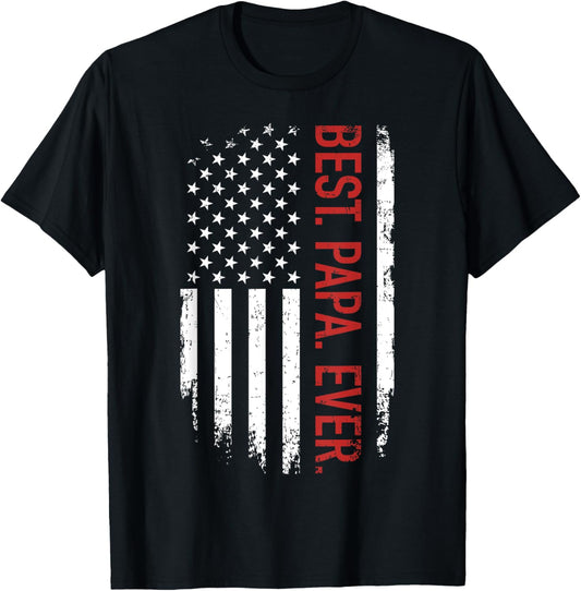 Best Papa Ever With Us American Flag For Fathers Day