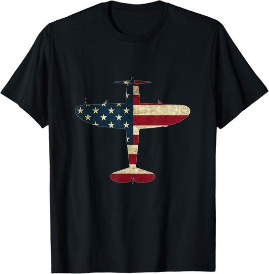 Retro Usa Flag P 47 Thunderbolt Aircraft Warbird Pilot Gift