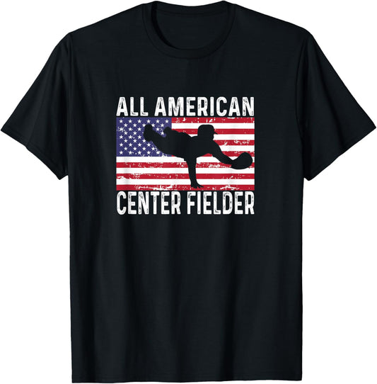 Center Fielder Field 4Th Fourth Of July All American Flag