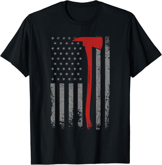 Wildland Firefighter Axe American Flag Thin Red Line Fireman