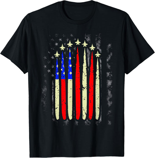 4Th Of July Jet Fighter American Flag Patriotic Hero Flying