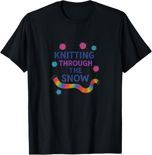 Knitting Through The Snow Funny Christmas Yarn Holiday