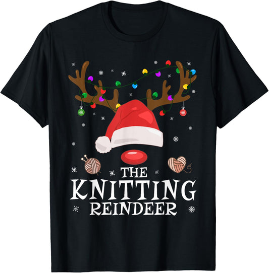 Knitting Reindeer Matching Christmas Crochet Yarn Funny