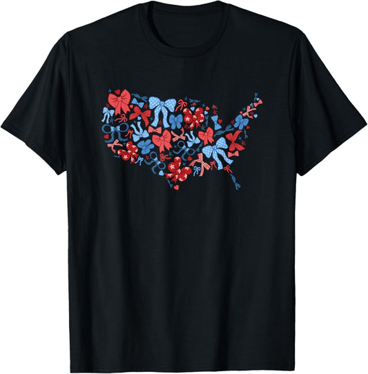 Patriotic Usa Bow Map Design Red Blue