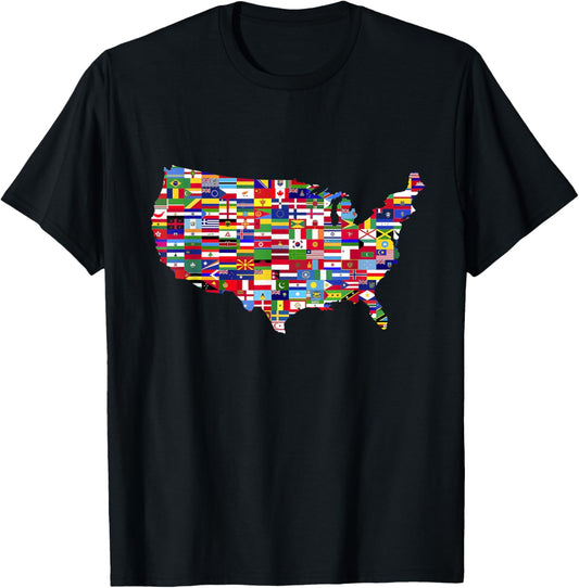 America Melting Pot International Flag Immigrant Map