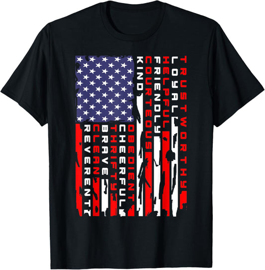 Vintage American Flag Scouting Law