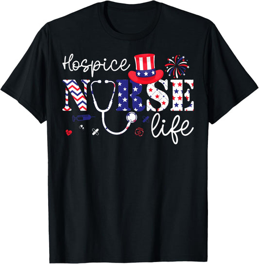 Hospice Nurse Life American Flag Usa Patriotic 4Th Of July